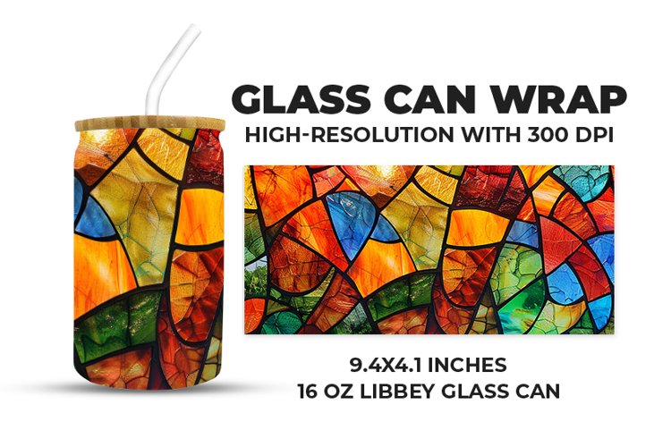 Colorful Stained Glass Glass Can Wrap example image 1