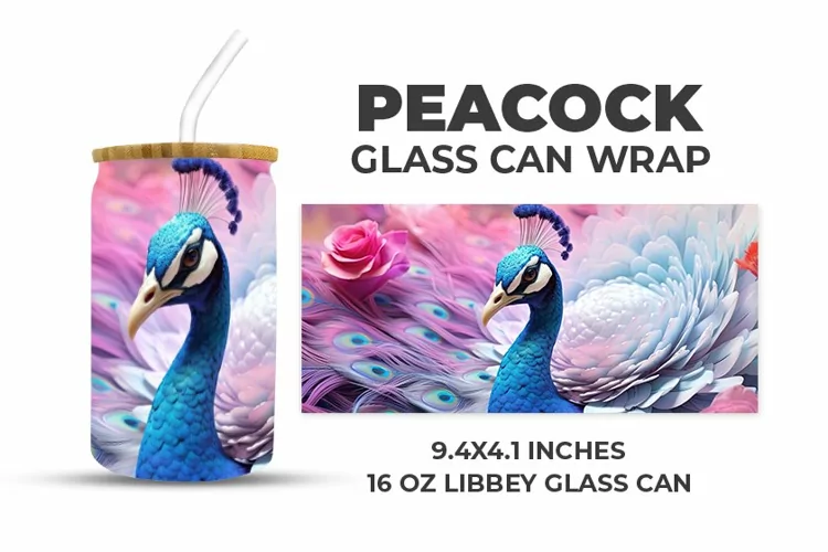 Peacock Glass Can Wrap
