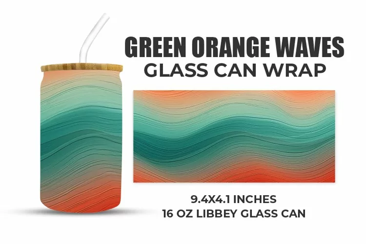 Green Orange Waves Glass Can Wrap