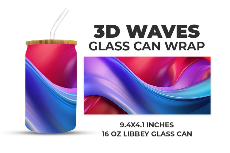 3D Waves Glass Can Wrap example image 1
