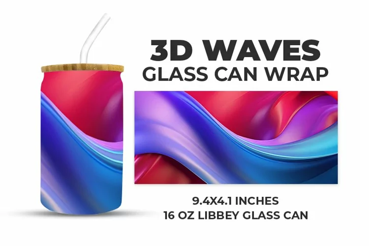 3D Waves Glass Can Wrap