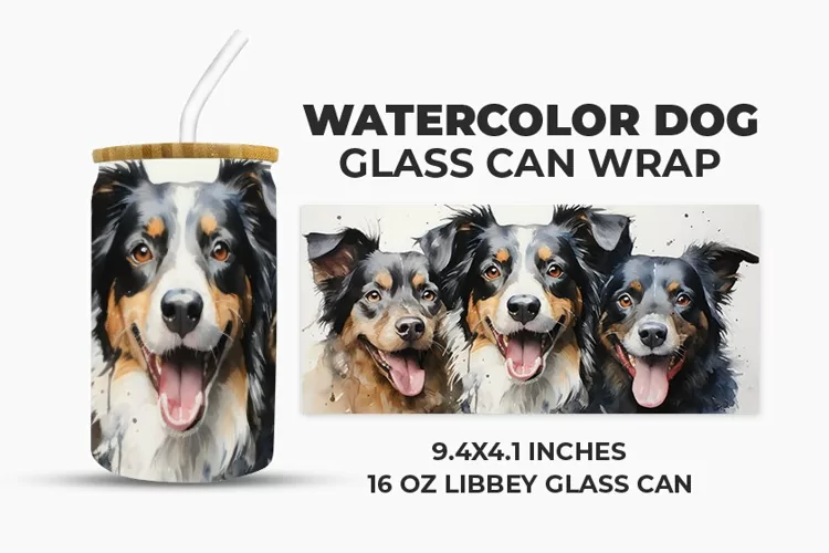 Watercolor Dog Glass Can Wrap