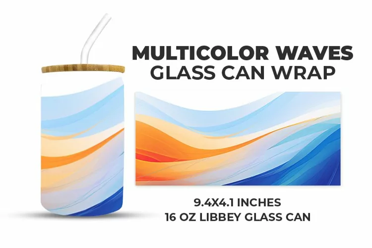 Multicolor Waves Glass Can Wrap