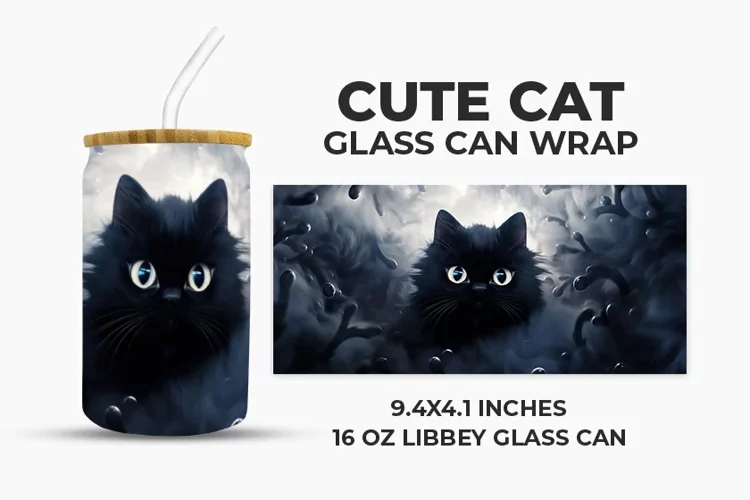 Cute Cat Glass Can Wrap