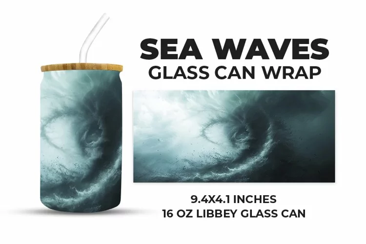 Sea Waves Glass Can Wrap
