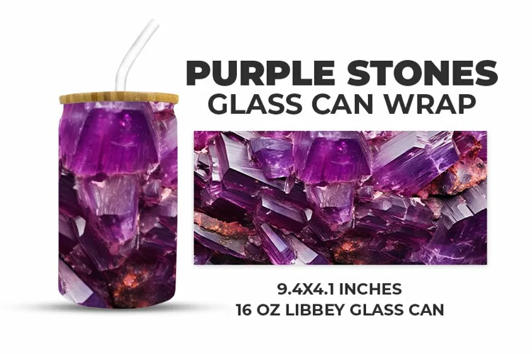 Purple Stones Glass Can Wrap