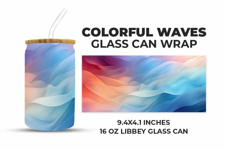 Colorful Waves Glass Can Wrap