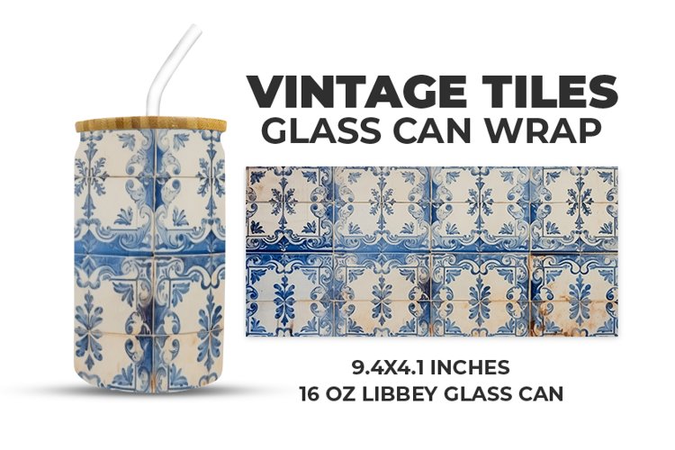 Vintage Tiles Glass Can Wrap example image 1