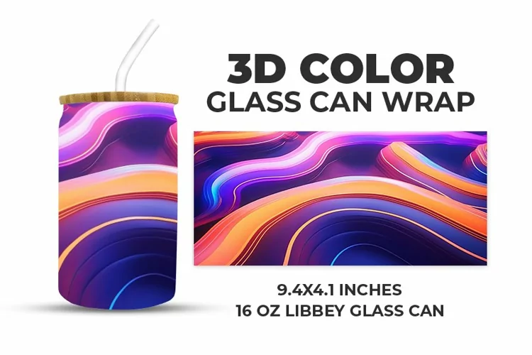 3D Color Glass Can Wrap