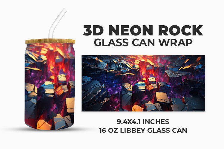 3D Neon Rock Glass Can Wrap example image 1