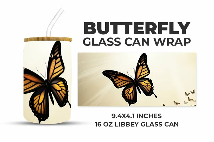 Butterfly Glass Can Wrap