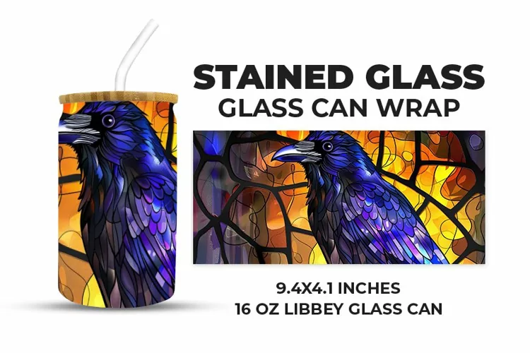 Bird Stained Glass Glass Can Wrap