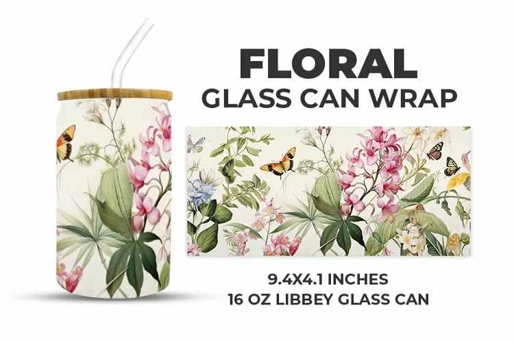 Floral Glass Can Wrap