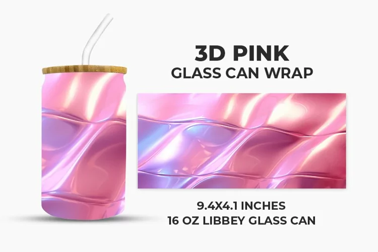 3d pink Glass Can Wrap
