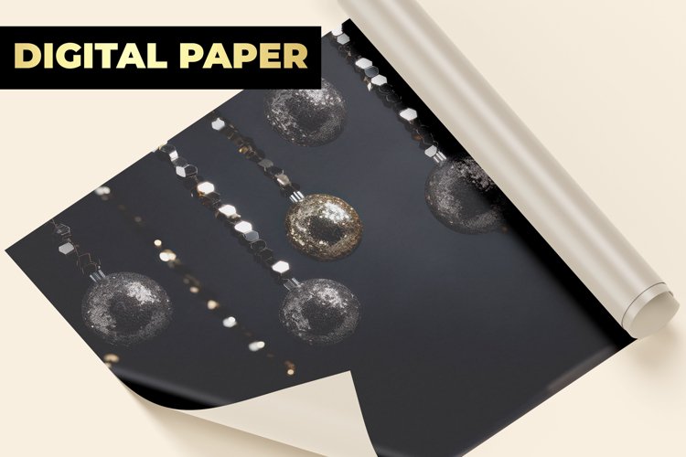 Black Baubles Digital Paper example image 1