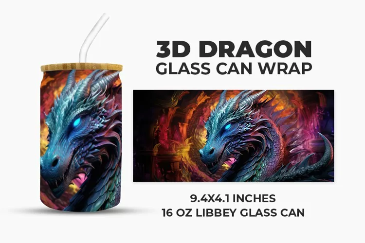 3D Dragon Glass Can Wrap