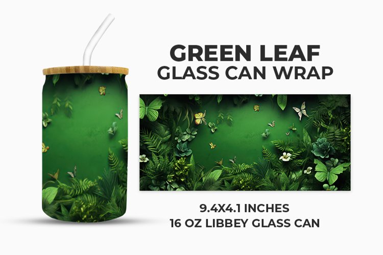 Green Leaf Glass Can Wrap example image 1