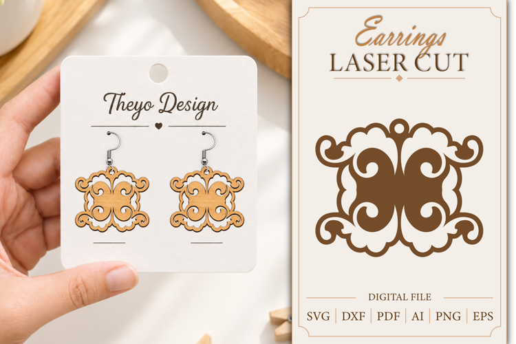 Earrings Laser Cut | Wooden Earrings Laser cut