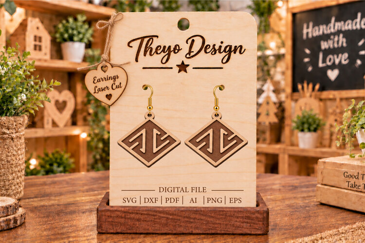Earrings Laser Cut | Wooden Earrings Laser cut example image 1