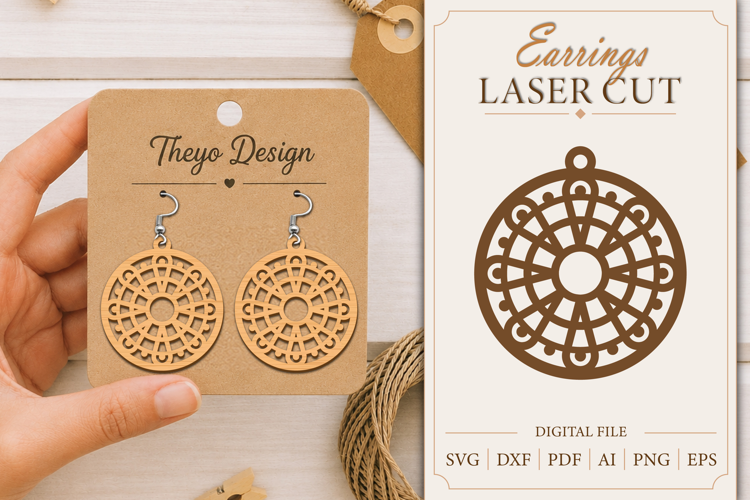 Earrings Laser Cut |Wooden Earrings Laser cut