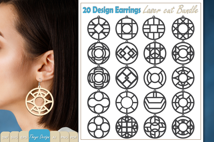 20 Design Earrings Laser Cut | Earrings Design SVG Bundle