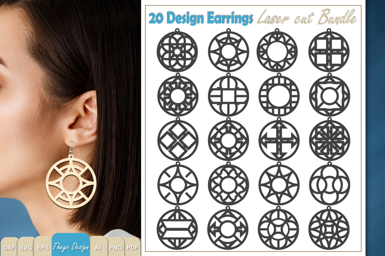 20 Design Earrings Laser Cut | Earrings Design SVG Bundle