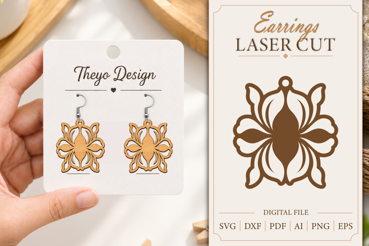 Earrings Laser Cut | Wooden Earrings Laser cut