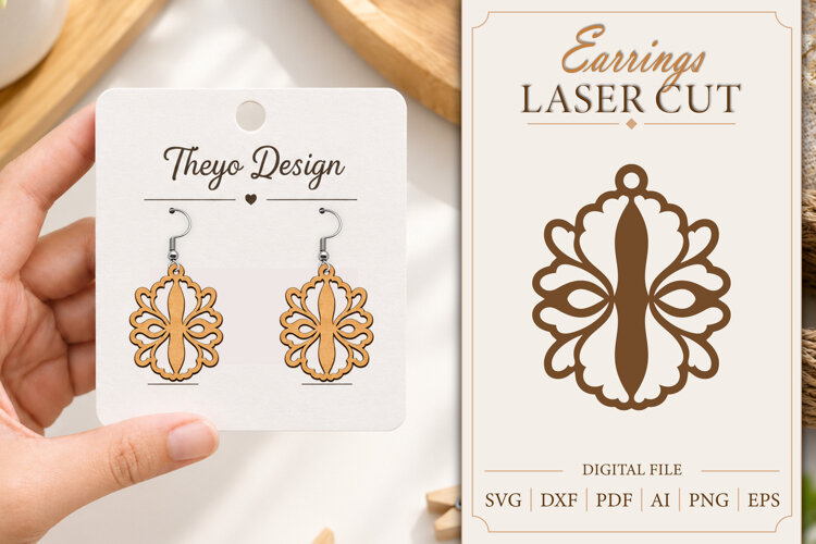 Earrings Laser Cut | Wooden Earrings Laser cut example image 1