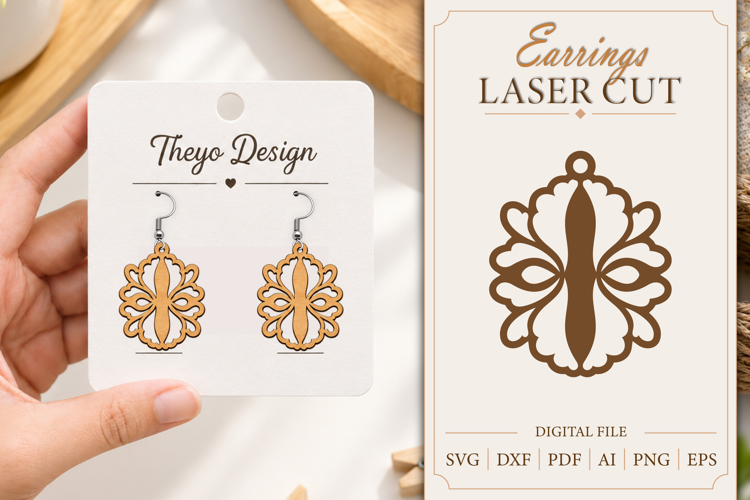 Earrings Laser Cut | Wooden Earrings Laser cut