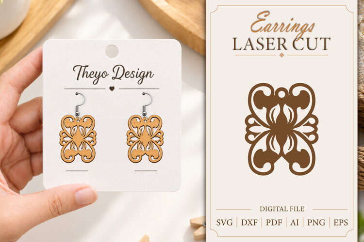 Earrings Laser Cut | Wooden Earrings Laser cut example image 1