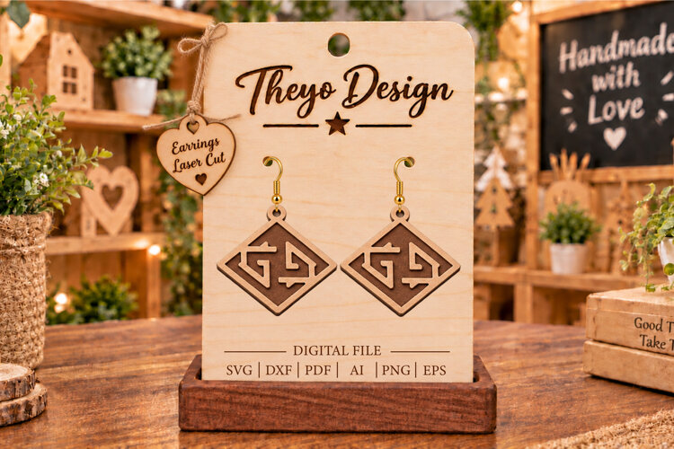 Earrings Laser Cut | Wooden Earrings Laser cut example image 1