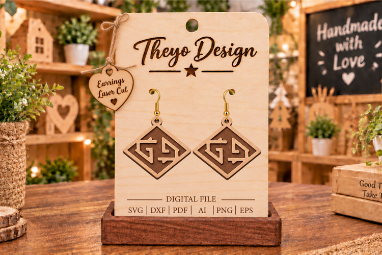 Earrings Laser Cut | Wooden Earrings Laser cut