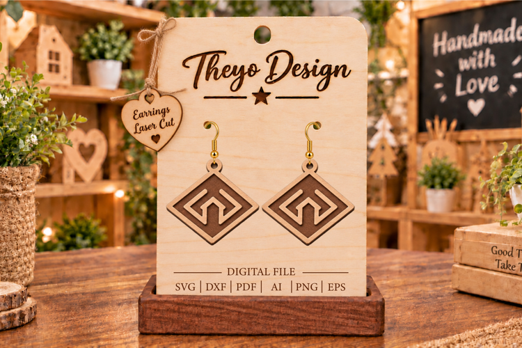Earrings Laser Cut | Wooden Earrings Laser cut