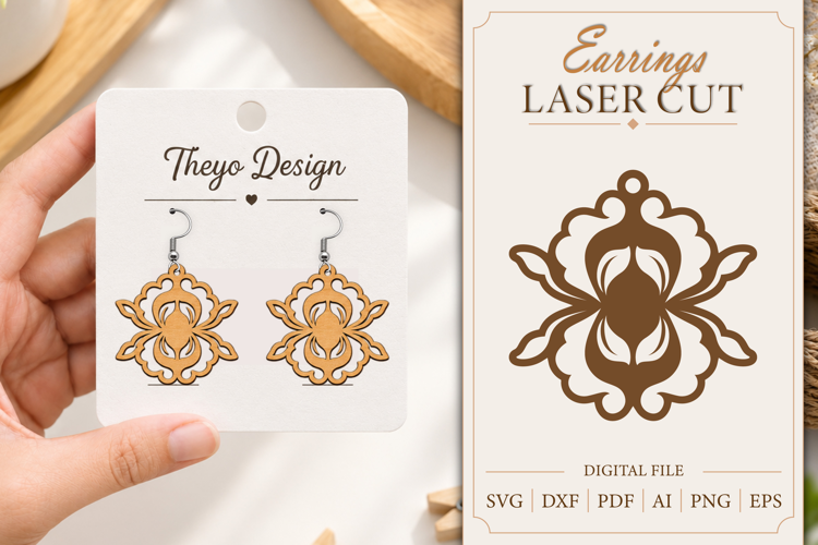 Earrings Laser Cut | Wooden Earrings Laser cut