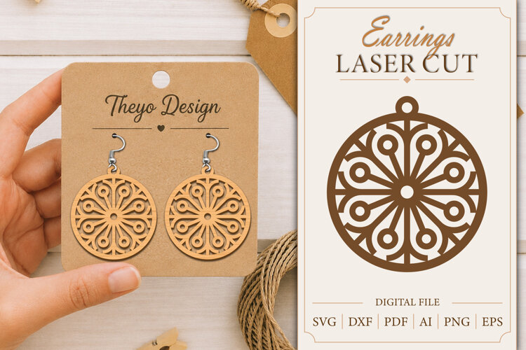 Earrings Laser Cut | Wooden Earrings Laser cut example image 1