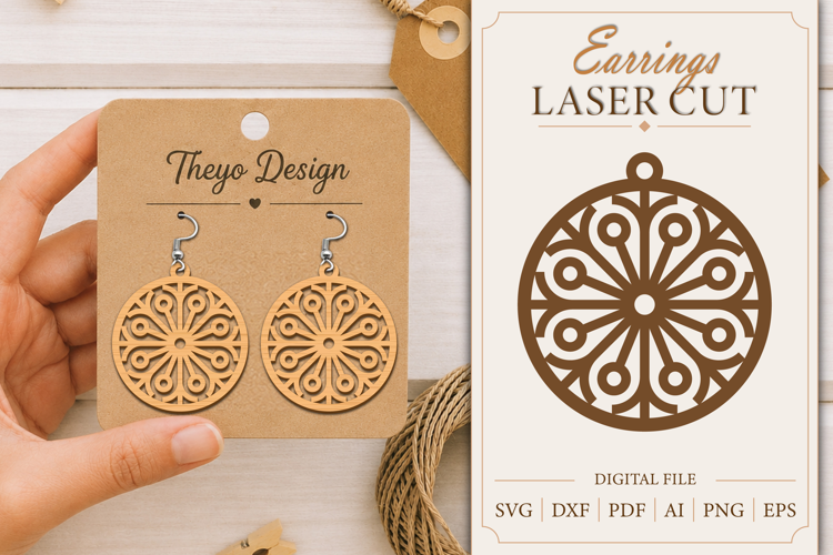 Earrings Laser Cut | Wooden Earrings Laser cut