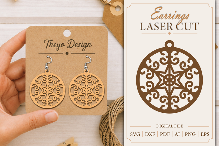 Earrings Laser Cut | Wooden Earrings Laser cut