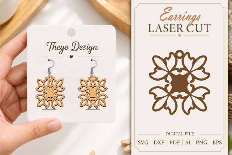 Earrings Laser Cut | Wooden Earrings Laser cut