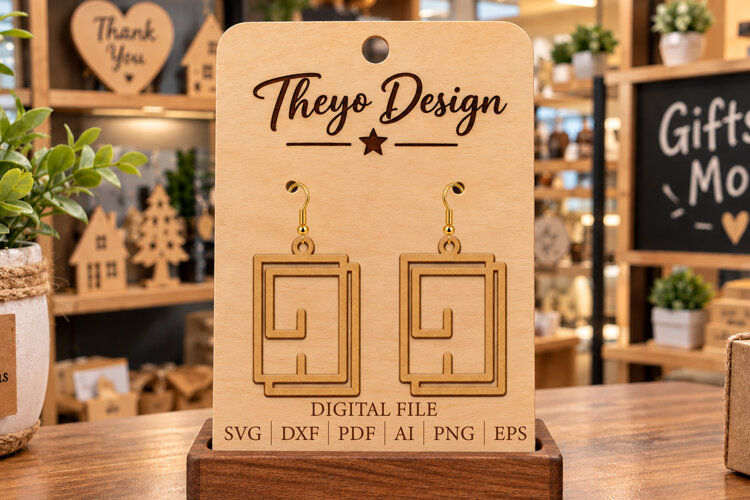 Earrings Laser Cut | Wooden Earrings Laser cut example image 1