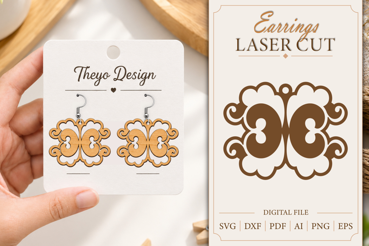 Earrings Laser Cut | Wooden Earrings Laser cut