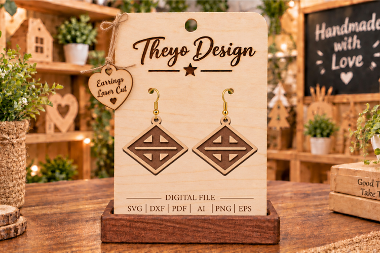 Earrings Laser Cut | Wooden Earrings Laser cut