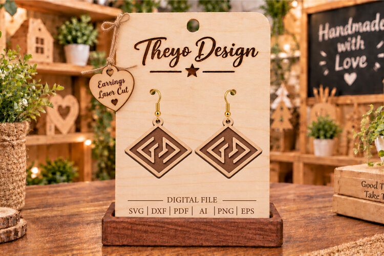 Earrings Laser Cut | Wooden Earrings Laser cut example image 1