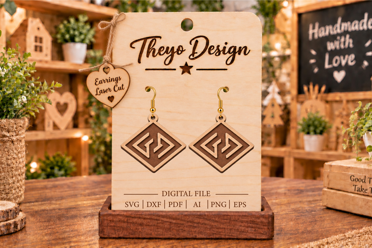 Earrings Laser Cut | Wooden Earrings Laser cut