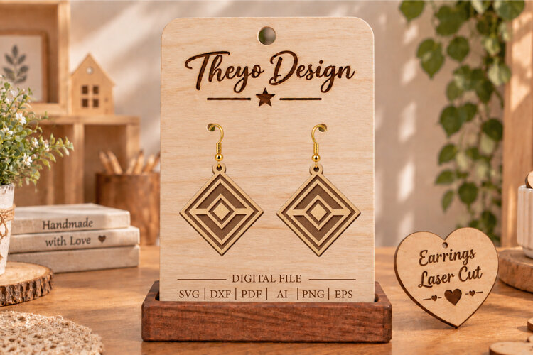 Earrings Laser Cut | Wooden Earrings Laser cut example image 1