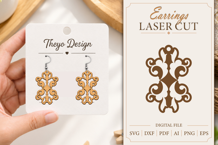 Earrings Laser Cut | Wooden Earrings Laser cut