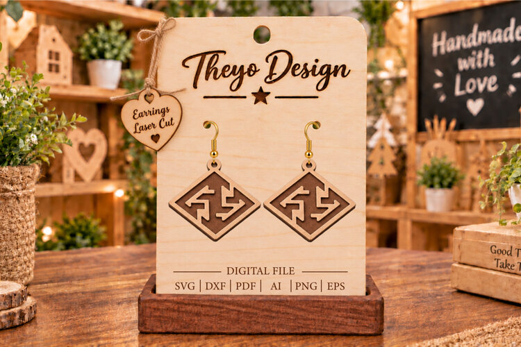 Earrings Laser Cut | Wooden Earrings Laser cut example image 1