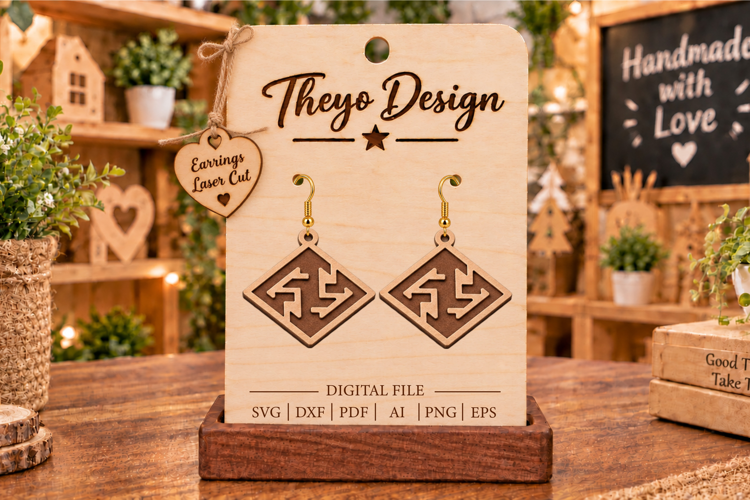 Earrings Laser Cut | Wooden Earrings Laser cut