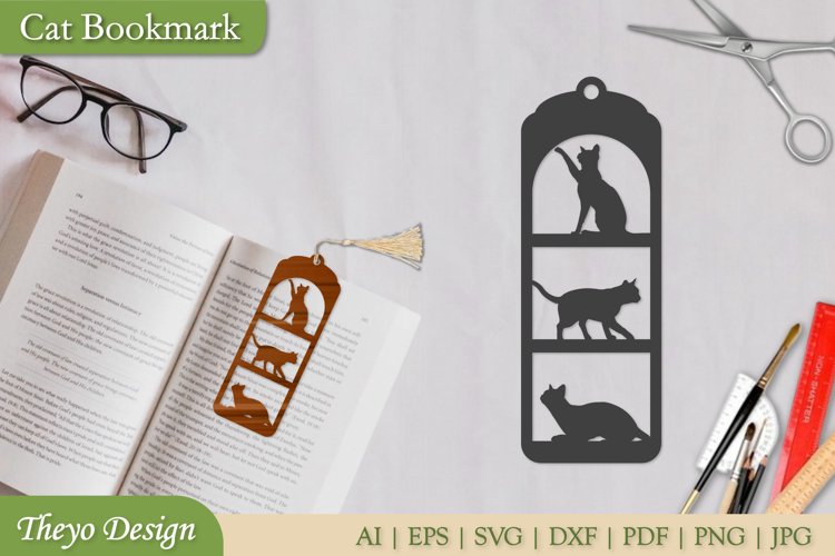 Cat bookmarks template design | Pet bookmark design