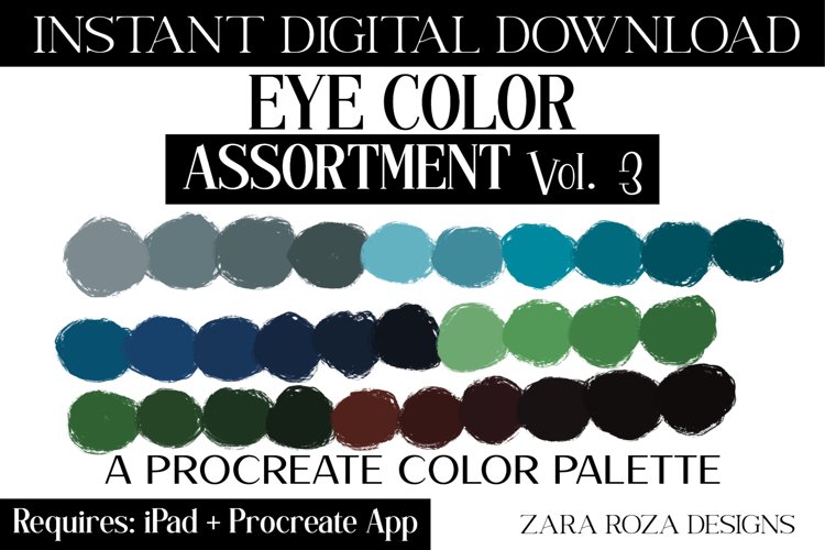 Eye Color Assortment Vol. 3 Procreate Palette, 30 Swatches