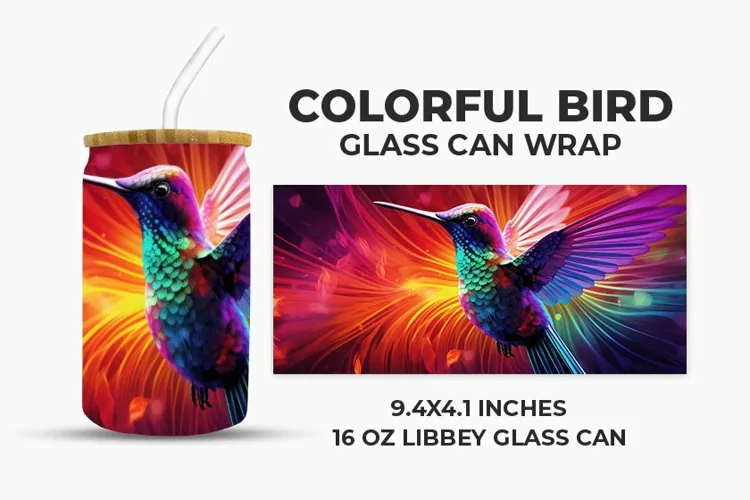 Colorful Bird Glass Can Wrap